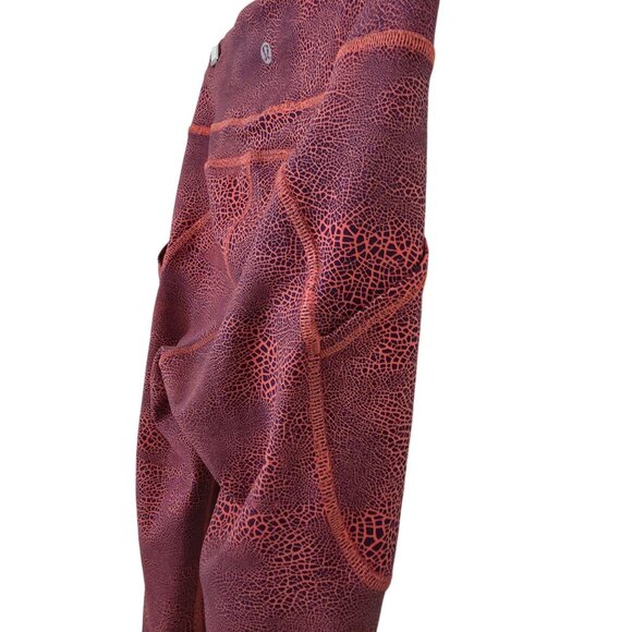Lululemon Invigorate High-Rise Crop Orange Crackle Glaze Athletic Leggings Sz 4 - Picture 5 of 8